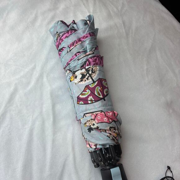 Vera Bradley Automatic Mini Umbrella Novelty Its Raining Hedgehogs Paisly Floral - Picture 2 of 7